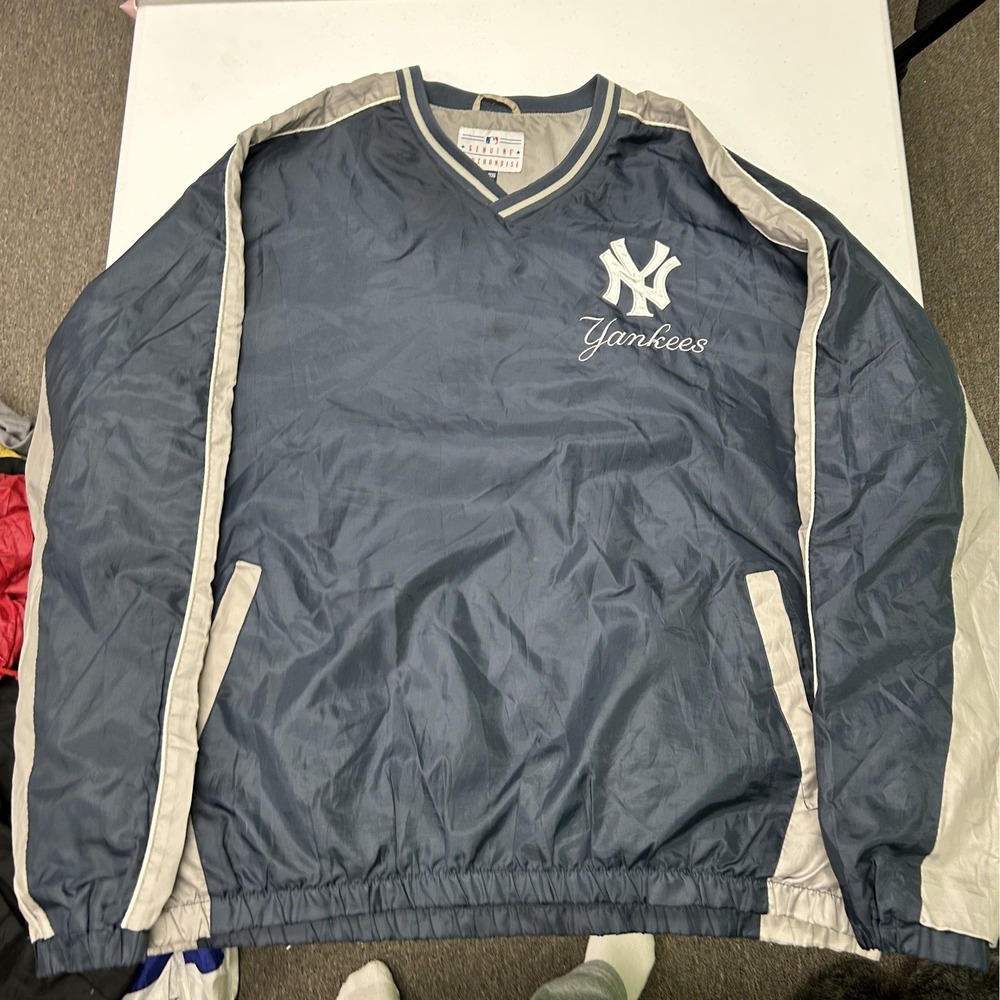 MLB Genuine Merchandise Windbreaker Mens XXL Navy Blue NY Yankees Pullover G-III